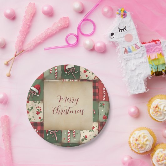 Merry Christmas Patchwork Vakantiepapier Bord (Feest)