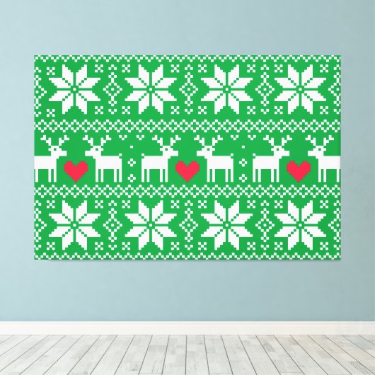 Merry Christmas pattern 2 Canvas Afdruk (Insitu (Houten vloer))