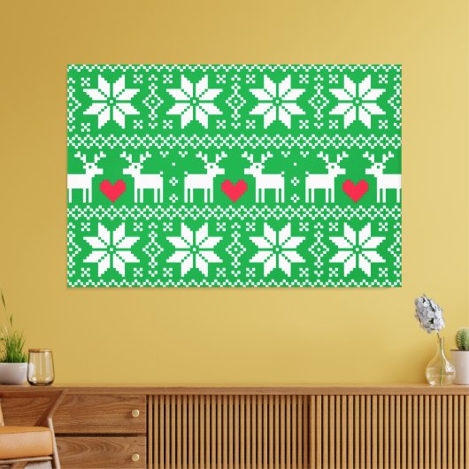 Merry Christmas pattern 2 Canvas Afdruk (Insitu (Woonkamer))