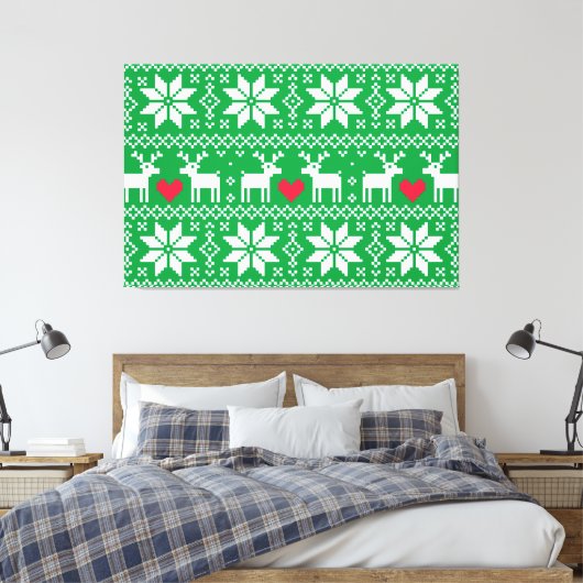 Merry Christmas pattern 2 Canvas Afdruk (Insitu (Slaapkamer))