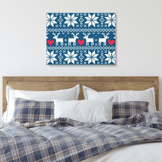 Merry Christmas pattern 2 Canvas Afdruk (Insitu (Slaapkamer))