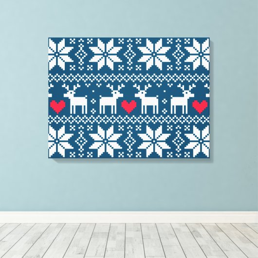 Merry Christmas pattern 2 Canvas Afdruk (Insitu (Houten vloer))