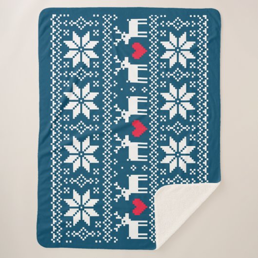 Merry Christmas pattern 2 Sherpa Deken (Voorkant)