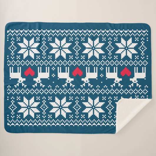 Merry Christmas pattern 2 Sherpa Deken (Voorkant (horizontaal))