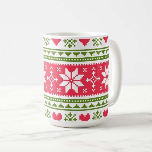 Merry Christmas pattern 3 Koffiemok (Voorkant rechts)
