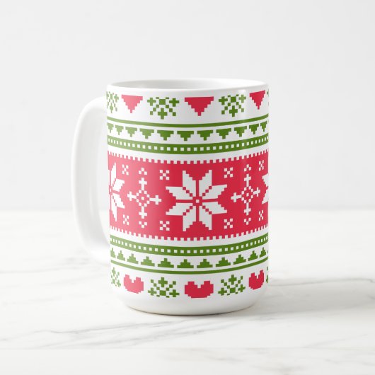 Merry Christmas pattern 3 Koffiemok (Voorkant links)