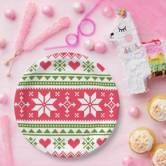 Merry Christmas pattern 3 Papieren Bordje (Feest)