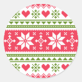 Merry Christmas pattern 3 Ronde Sticker