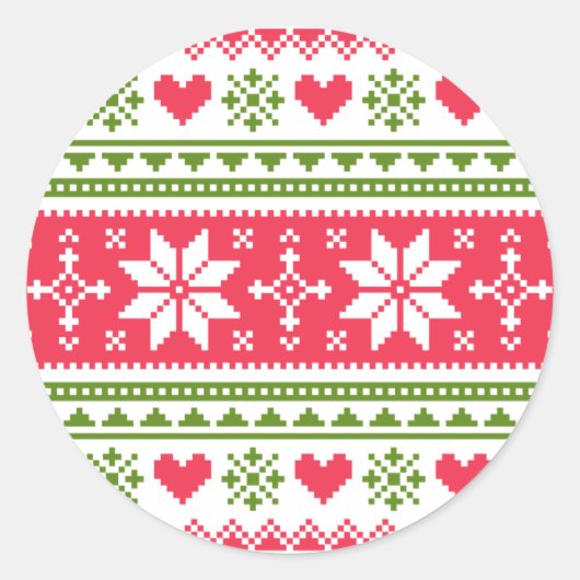 Merry Christmas pattern 3 Ronde Sticker (Voorkant)