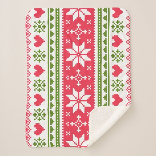 Merry Christmas pattern 3 Sherpa Deken (Voorkant)