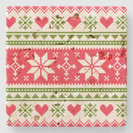 Merry Christmas pattern 3 Stenen Onderzetter