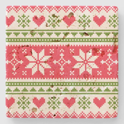 Merry Christmas pattern 3 Stenen Onderzetter (Voorkant)