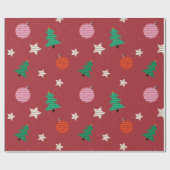 Merry Christmas Pattern Decoration Tree Star Cadeaupapier (Vlak)