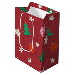 Merry Christmas Pattern Decoration Tree Star Medium Cadeauzakje