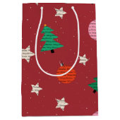Merry Christmas Pattern Decoration Tree Star Medium Cadeauzakje (Voorkant)