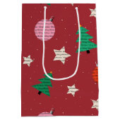 Merry Christmas Pattern Decoration Tree Star Medium Cadeauzakje (Achterkant)