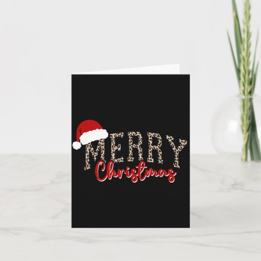 Merry Christmas Pattern Xmas Leopard Family Cute W Kaart (Voorkant)