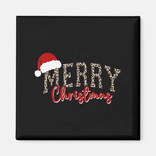 Merry Christmas Pattern Xmas Leopard Family Cute W Magneet (Voorkant)