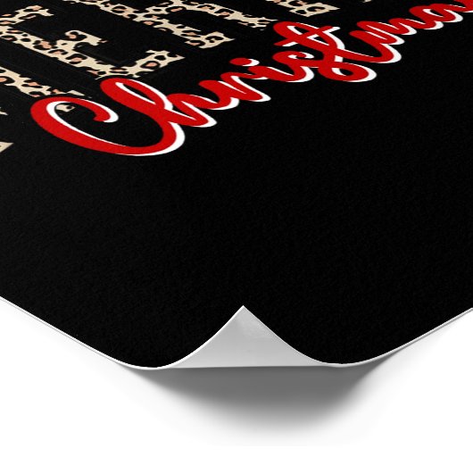 Merry Christmas Pattern Xmas Leopard Family Cute W Poster (Hoek)