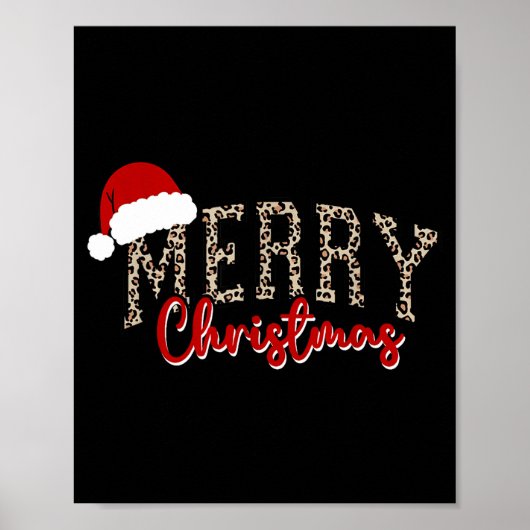 Merry Christmas Pattern Xmas Leopard Family Cute W Poster (Voorkant)
