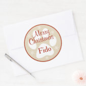 Merry Christmas Paw Print Sneeuwvlokken Pet's Name Ronde Sticker (Envelop)