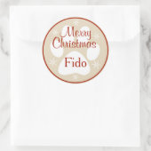Merry Christmas Paw Print Sneeuwvlokken Pet's Name Ronde Sticker (Tas)