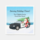 Merry Christmas PD Police Officer Santa Cop Car Servet (Voorkant)