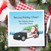 Merry Christmas PD Police Officer Santa Cop Car Servet