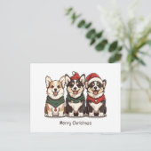 Merry Christmas Pembroke Welsh Corgi Dogs Briefkaart (Staand voorkant)
