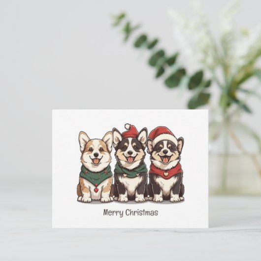 Merry Christmas Pembroke Welsh Corgi Dogs Briefkaart (Staand voorkant)