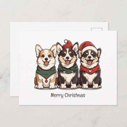 Merry Christmas Pembroke Welsh Corgi Dogs Briefkaart (Voorkant / Achterkant)