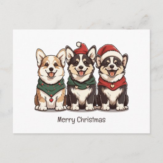 Merry Christmas Pembroke Welsh Corgi Dogs Briefkaart (Voorkant)