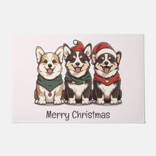Merry Christmas Pembroke Welsh Corgi Dogs Deurmat (Voorkant)