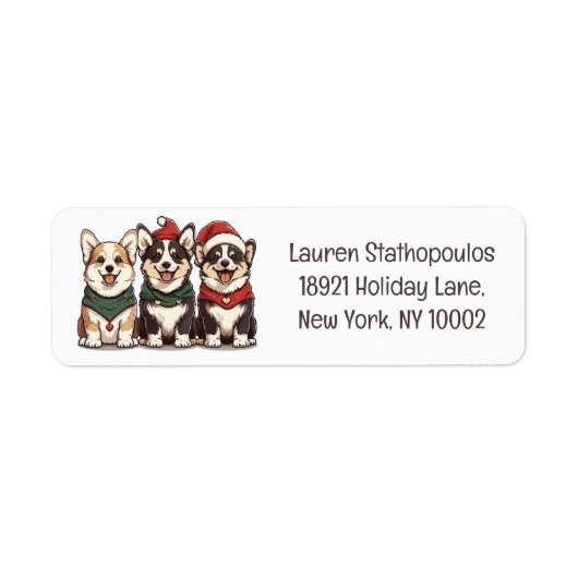 Merry Christmas Pembroke Welsh Corgi Dogs Etiket (Voorkant)