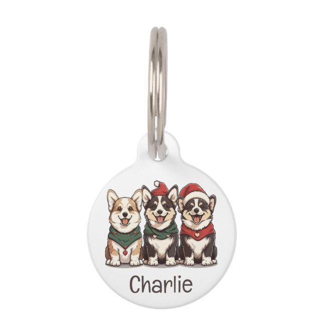 Merry Christmas Pembroke Welsh Corgi Dogs Huisdierpenning (Voorkant)