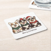 Merry Christmas Pembroke Welsh Corgi Dogs Kartonnen Onderzetters (Schuin)