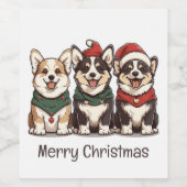 Merry Christmas Pembroke Welsh Corgi Dogs Wijn Etiket (Enkel label)