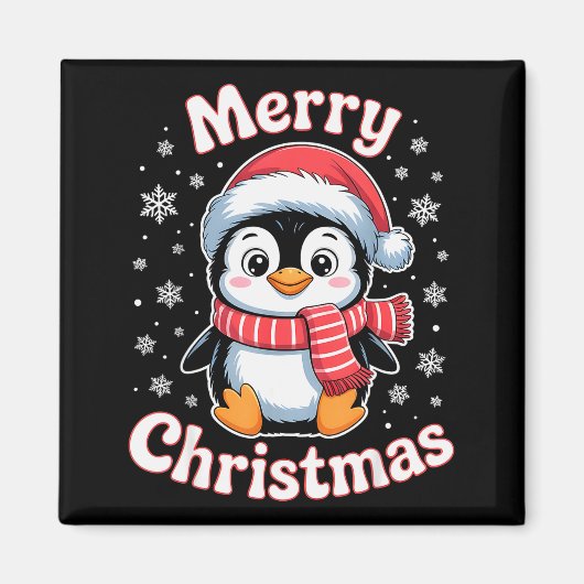Merry Christmas Penguin Cute Santa Hat Snowflake H Magneet (Voorkant)