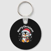 Merry Christmas Penguin Cute Santa Hat Winter Holi Sleutelhanger (Voorkant)