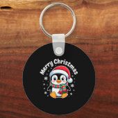 Merry Christmas Penguin Cute Santa Hat Winter Holi Sleutelhanger (Voorkant)