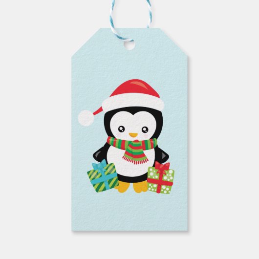 Merry Christmas Penguin Illustration Cadeaulabel (Achterkant)