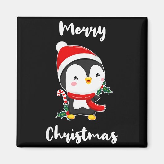 Merry Christmas Penguin  Magneet (Voorkant)