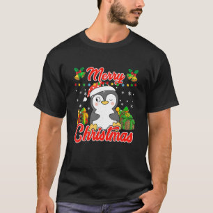 Merry Christmas Penguin Santa Lights T-shirt Schat