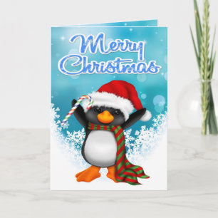 Merry Christmas Penguin Wenskaart Feestdagen Kaart