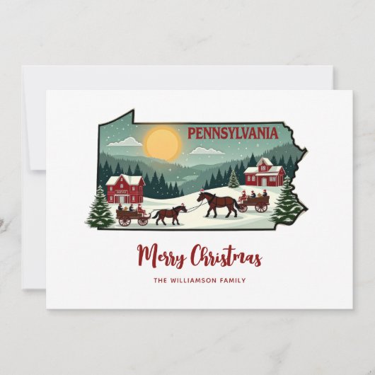Merry Christmas Pennsylvania State gepersonaliseer Feestdagenkaart (Voorkant)