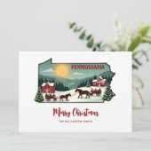 Merry Christmas Pennsylvania State gepersonaliseer Feestdagenkaart (Staand voorkant)