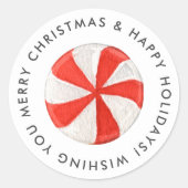 Merry Christmas pepermunt Snoep Custom Ronde Sticker (Voorkant)