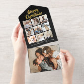 Merry Christmas Personalized 10 Photo All In One Uitnodiging (Uittrekbaar)