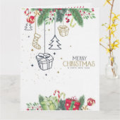 Merry Christmas Personalized Holiday Card Kaart (Gele Bloem)