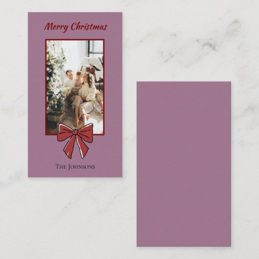 Merry Christmas Personalized Note Card | Red Bow Notitiekaartje (Voorkant / Achterkant)